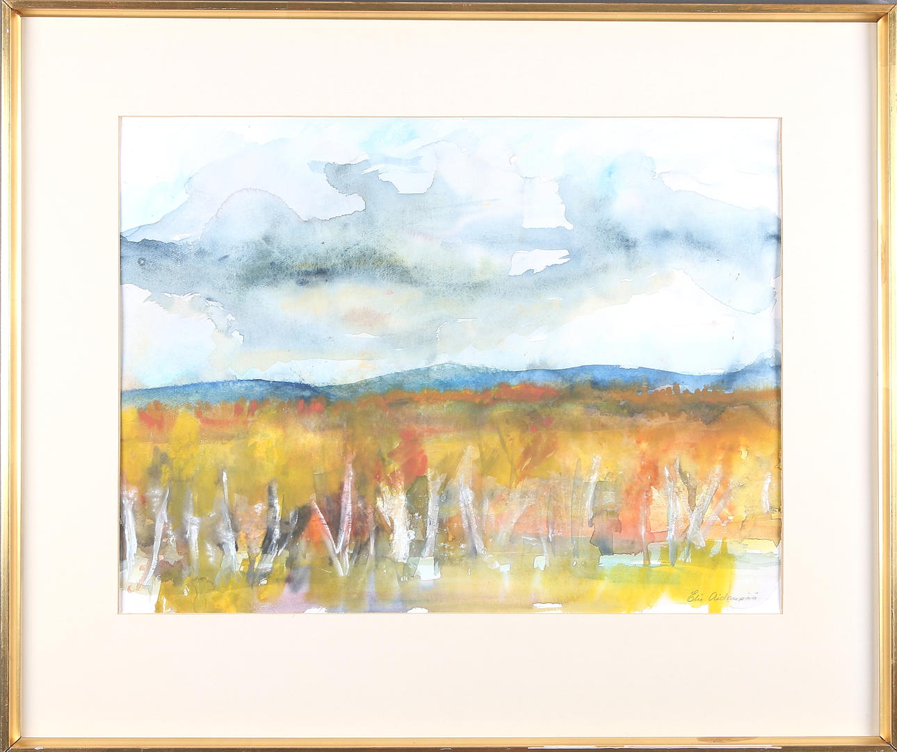 ELIS AIDANPÄÄ. "Höstdag vid Karhuniemi", akvarell, signerad.