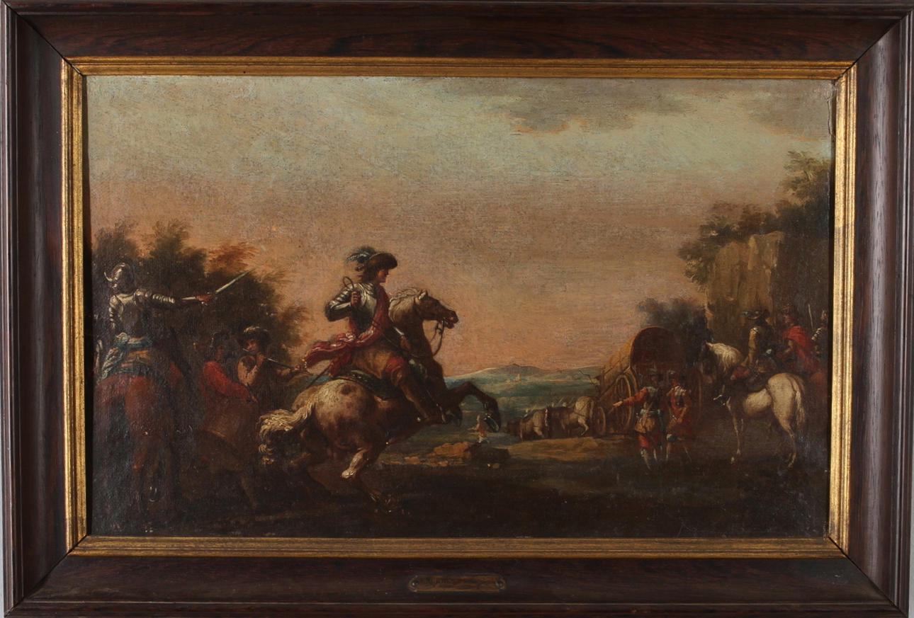 JACQUES COURTOIS KALLAD LE BOURGUIGNON. HANS ART. Fälttågsscen, olja på duk, osignerad, 1700-tal.