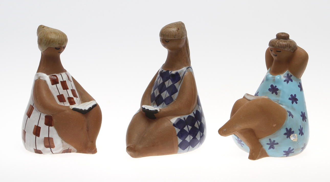 FIGURINER, 3 st, ur serien ABC-flickor, Lisa Larson, Gustavsberg.