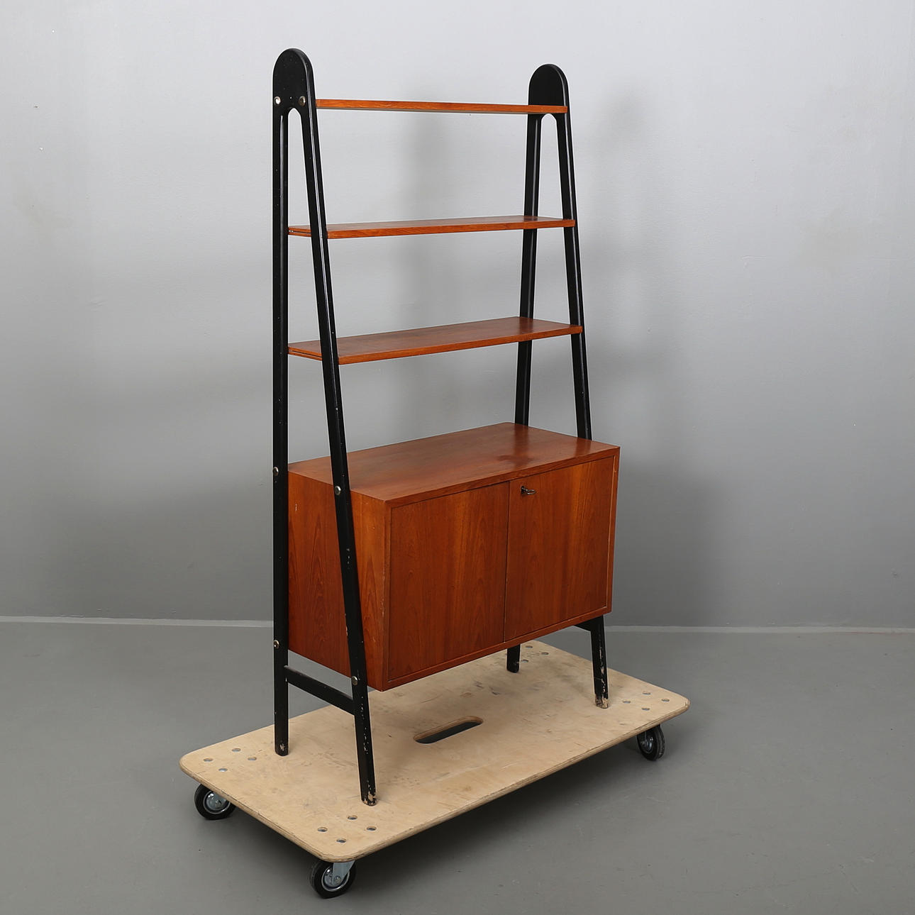 BOKHYLLA, teakfanér, Sverige 1960-tal.