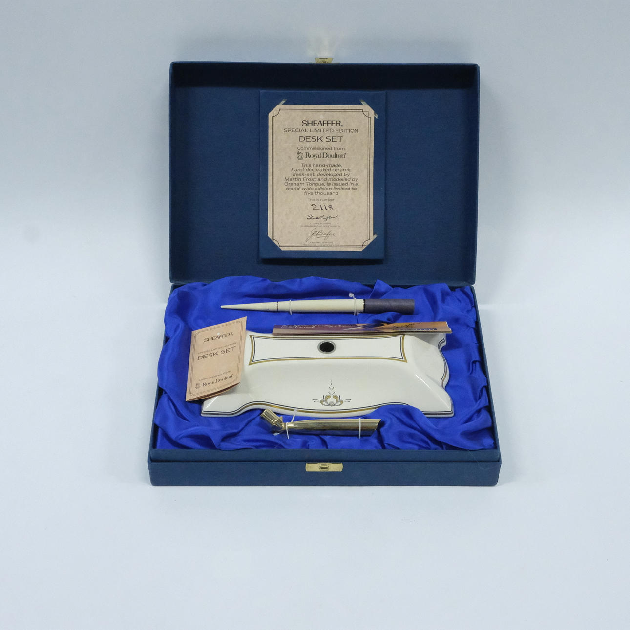 SHEAFFER DESK SET, ROYAL DOULTON.
