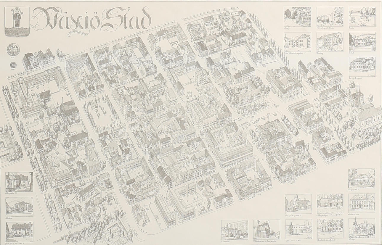 BODO VON CAMPENHAUSEN. Växjö stad. Grafiskt blad, signerat och numrerat 21/650.