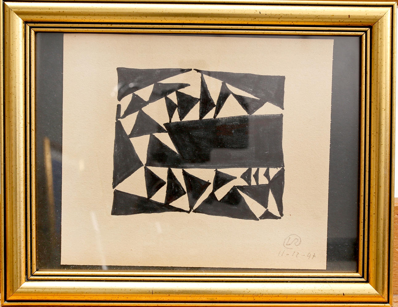 LENNART RODHE. Ink, composition in black Monogram signed LR and dated 11-12-47.
