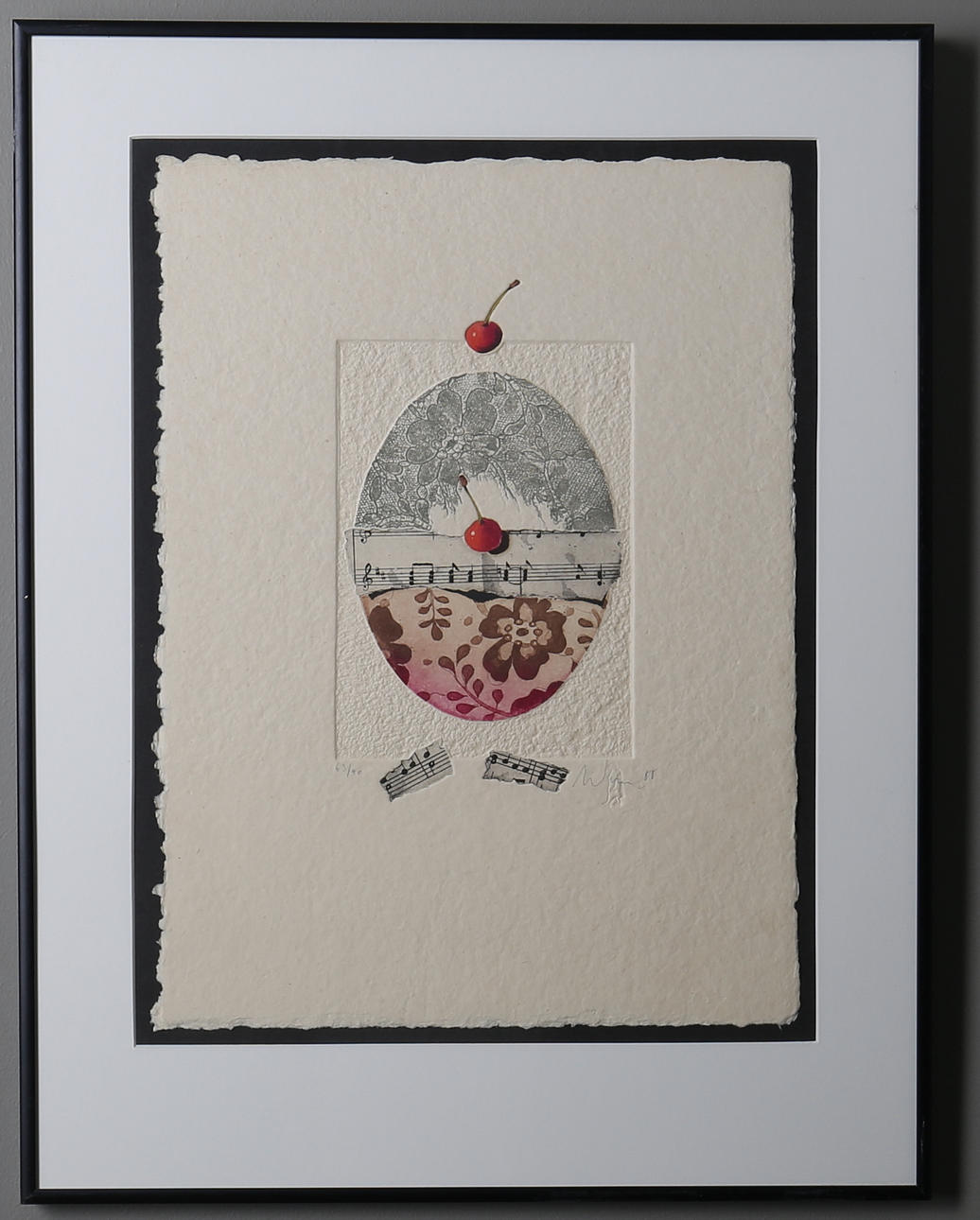 ALAIN SOUCASSE. Körsbär & noter, färglitografi, signerad samt numrerad 63/90.