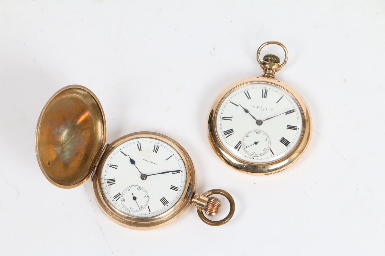 TWO GOLD PLATED POCKET WATCHES (2).