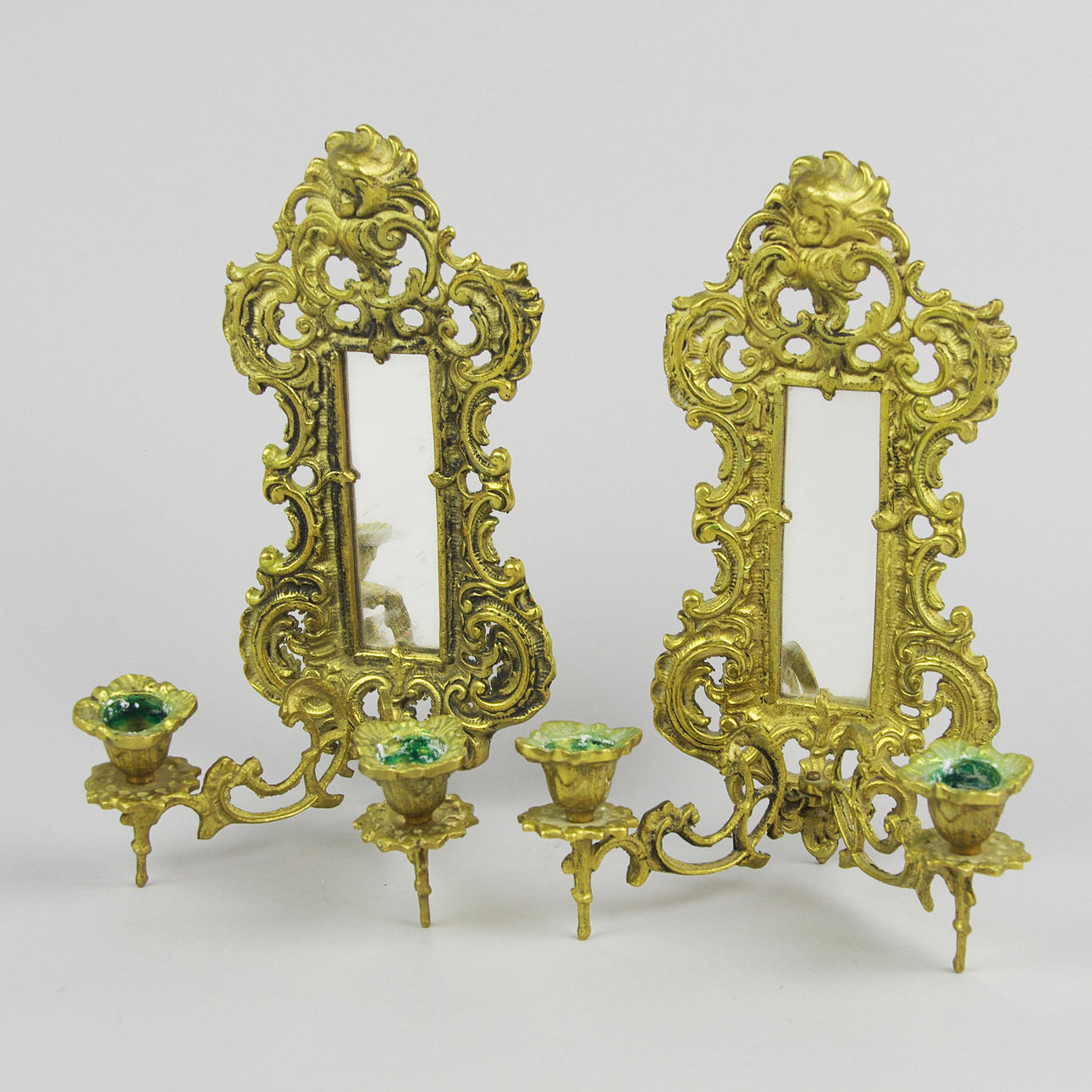 SPEGELLAMPETTER, 1 par, bronserad metall, rokokostil, 1900-tal.