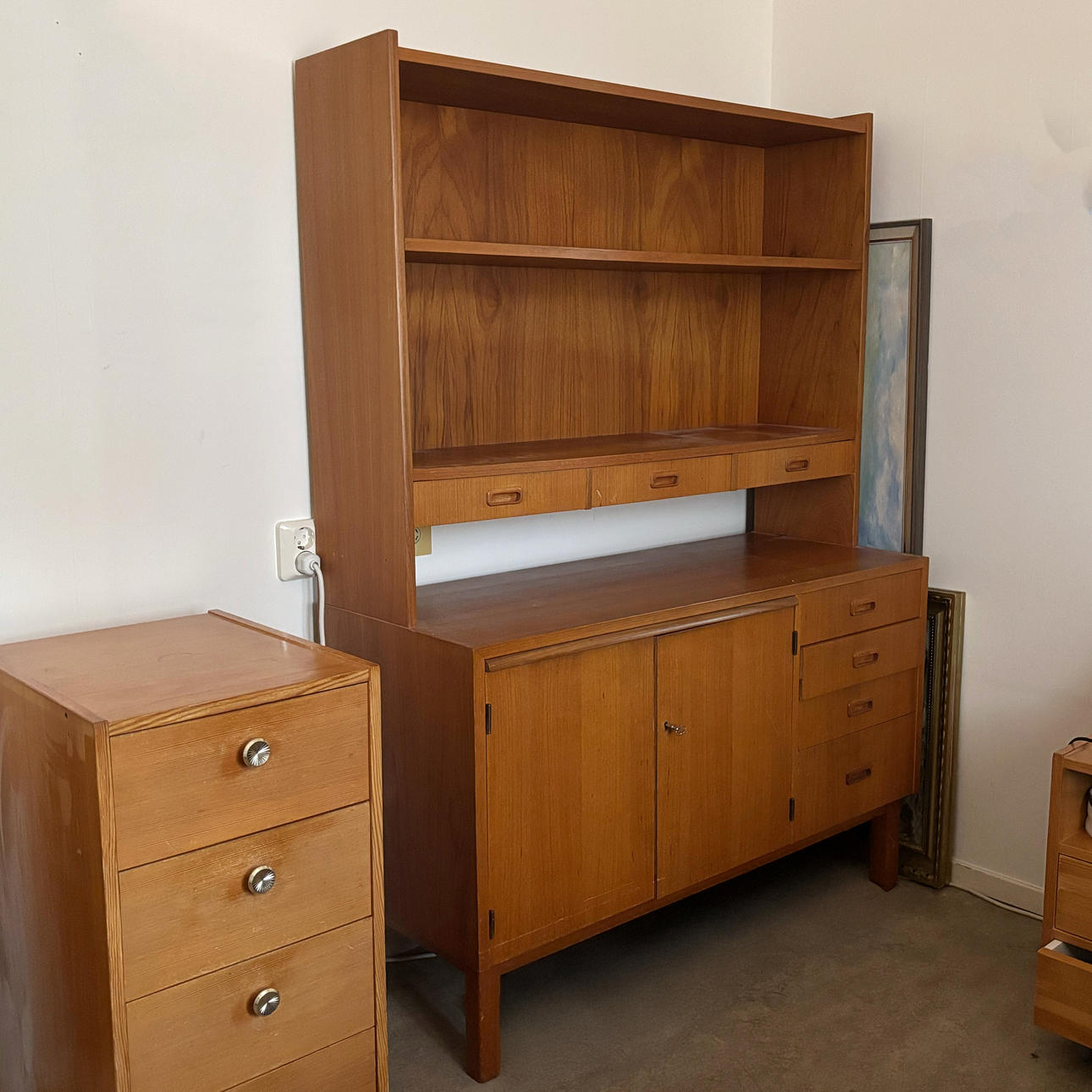 BOOKCASE, TEAK, 1950S/1960S, 2 PIECES.