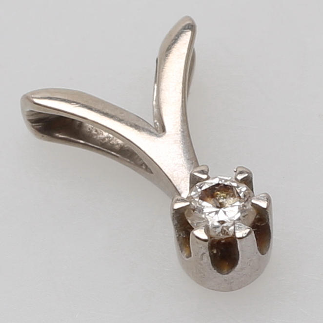 HÄNGE 14K vitguld, brilliantslipad diamant 0,10 carat.