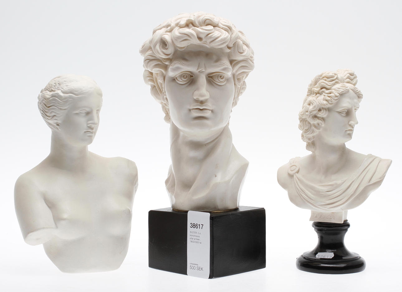 BYSTER, 3 st, konstmassa, efter antiken, 1900/2000-tal.