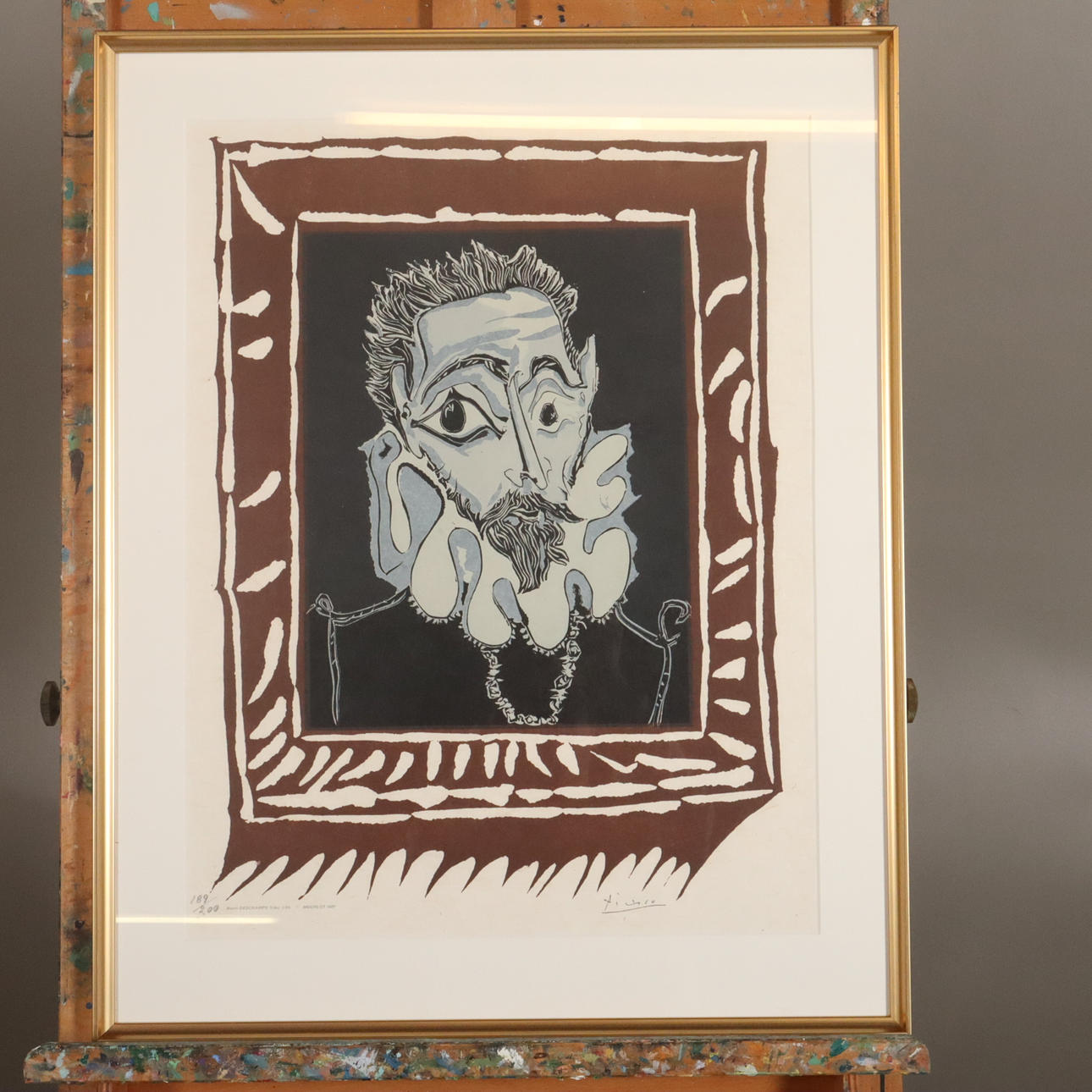 PABLO PICASSO. After. LITHOGRAPH “man with collar” signed in print numbered 189/200.