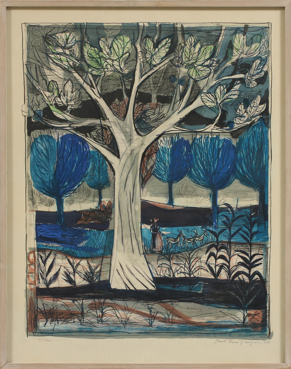 PAUL RENÉ GAUGUIN. färglitografi, sign o numr 198/260. Daterad 1956.