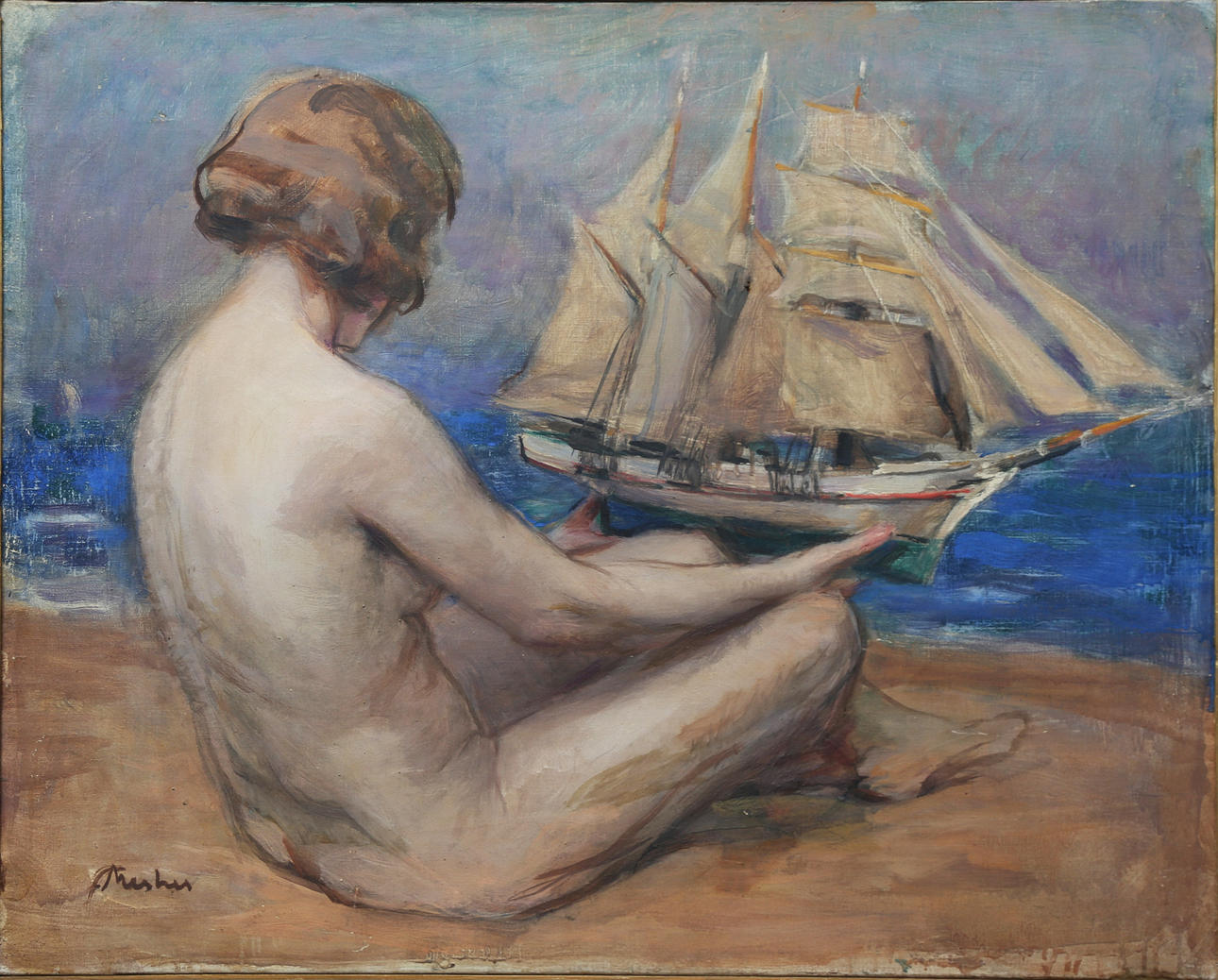 LLUÍS MESTRES BRUNET. Joven con barco.