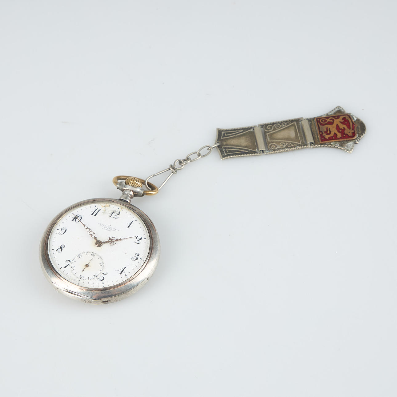 TASKUKELLO kelloketjulla, 51mm, hopea ja uusi liivi.