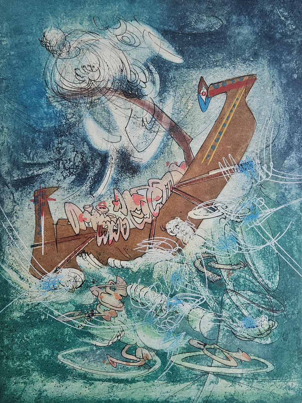 ROBERTO MATTA. Colour etching, signed and numbered.