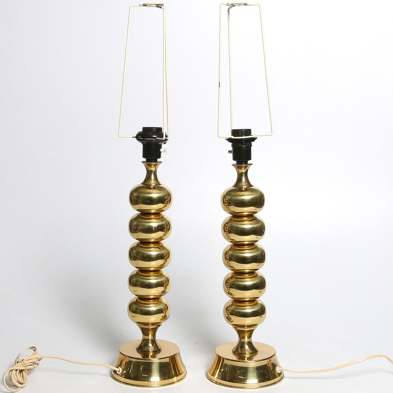 BORDSLAMPOR, ett par, mässing, 1960/70-tal.