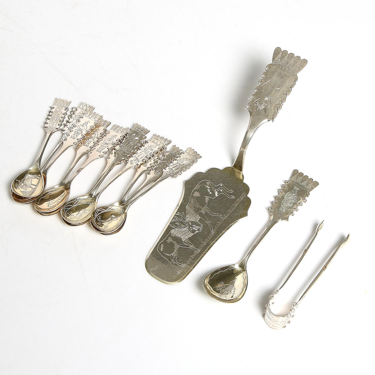 KAFFEBESTICK, 14 st, silver, samearbete, 1900-talets mitt. Bruttovikt 277 gram.