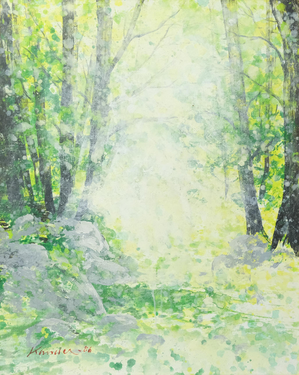 LEIF KANDER. AKRYL PÅ DUK. SKOGSGLÄNTA.