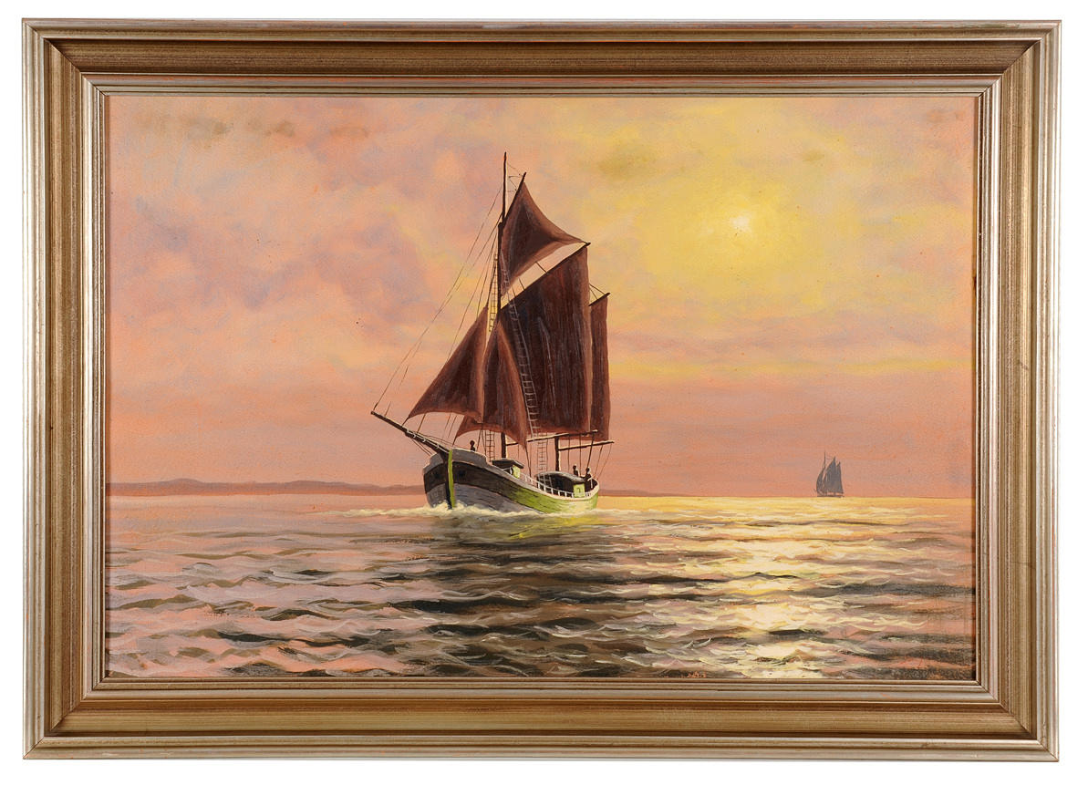 OKÄND KONSTNÄR. Gouache på pannå, runt 1980.