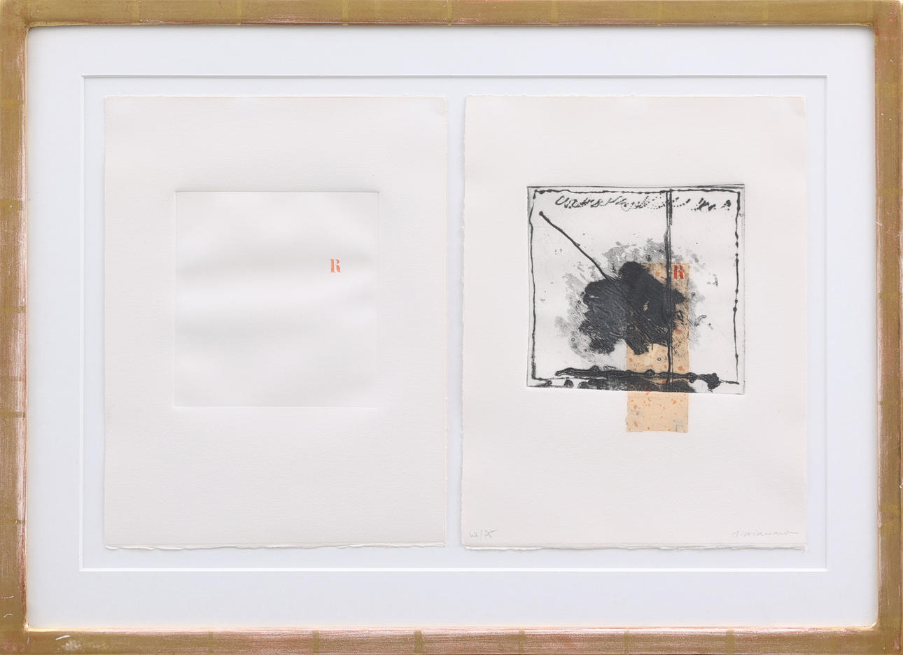 JAMES COIGNARD. Composition, carborundum etching, signed, numbered, frame gilded with gold leaf.