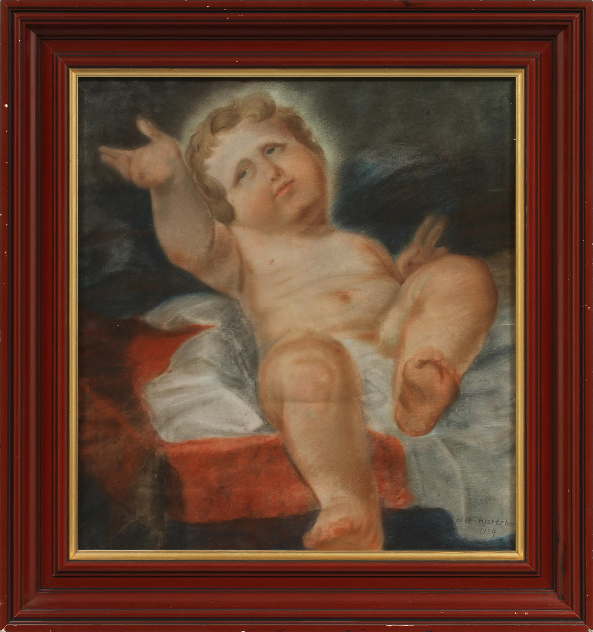 OLLE HJORTZBERG. pastell, sign o dat 1934.