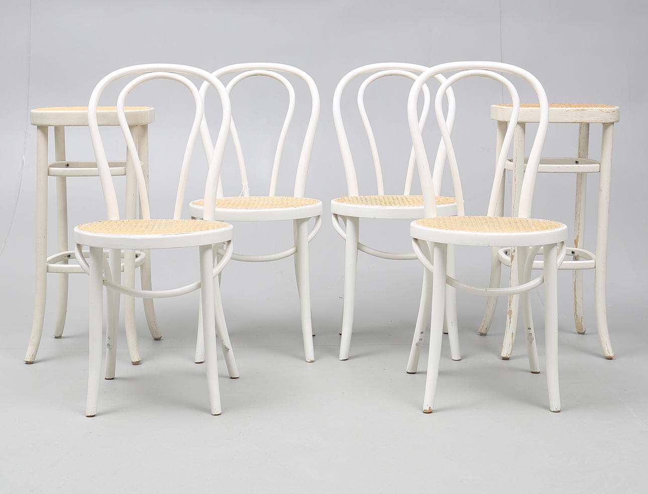 STOLAR samt BARSTOLAR, 4+2 st, Thonét-stil, 1900-talets mitt.