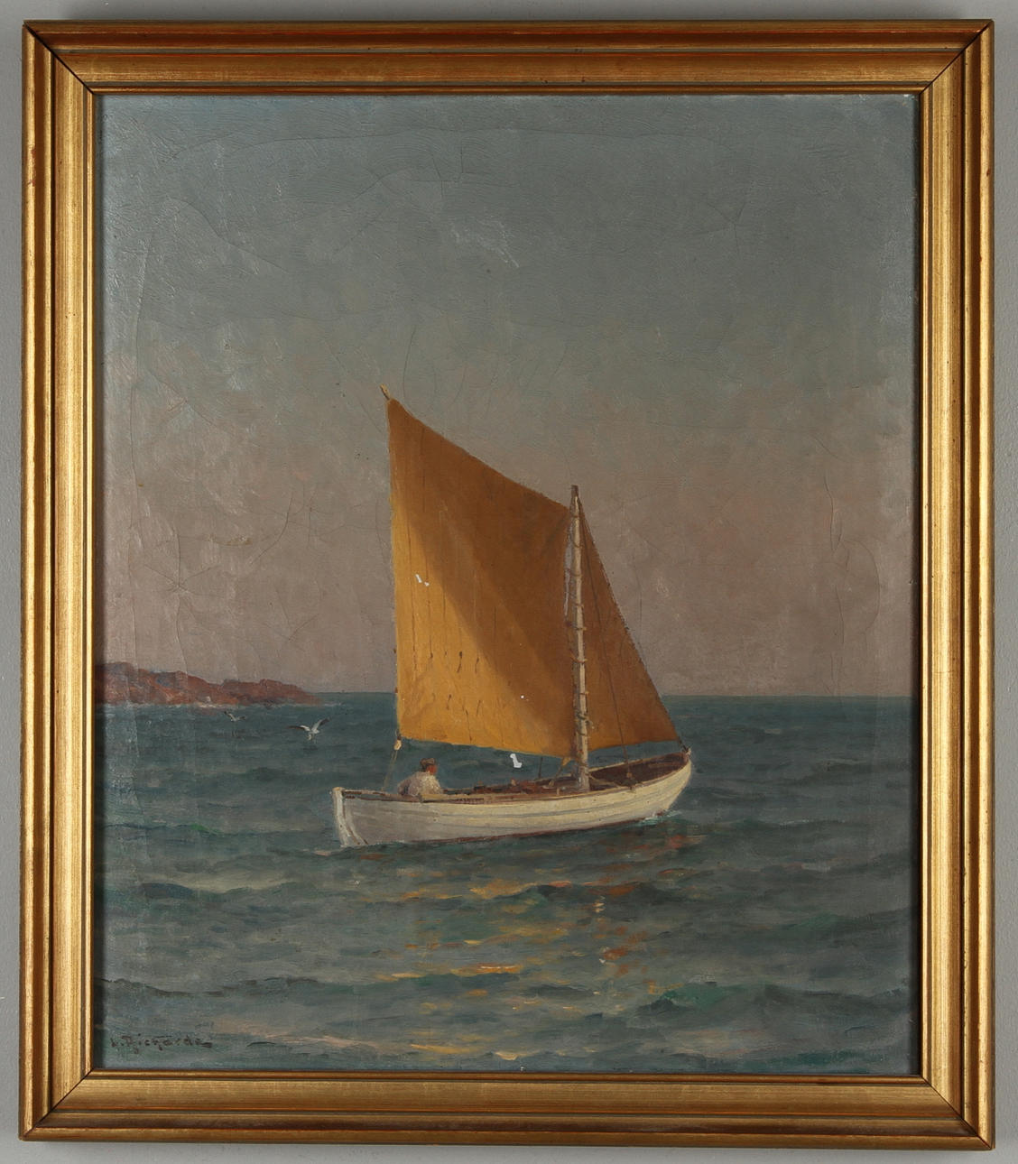 LUDWIG RICHARDE. Segelbåt, olja på duk, signerad.
