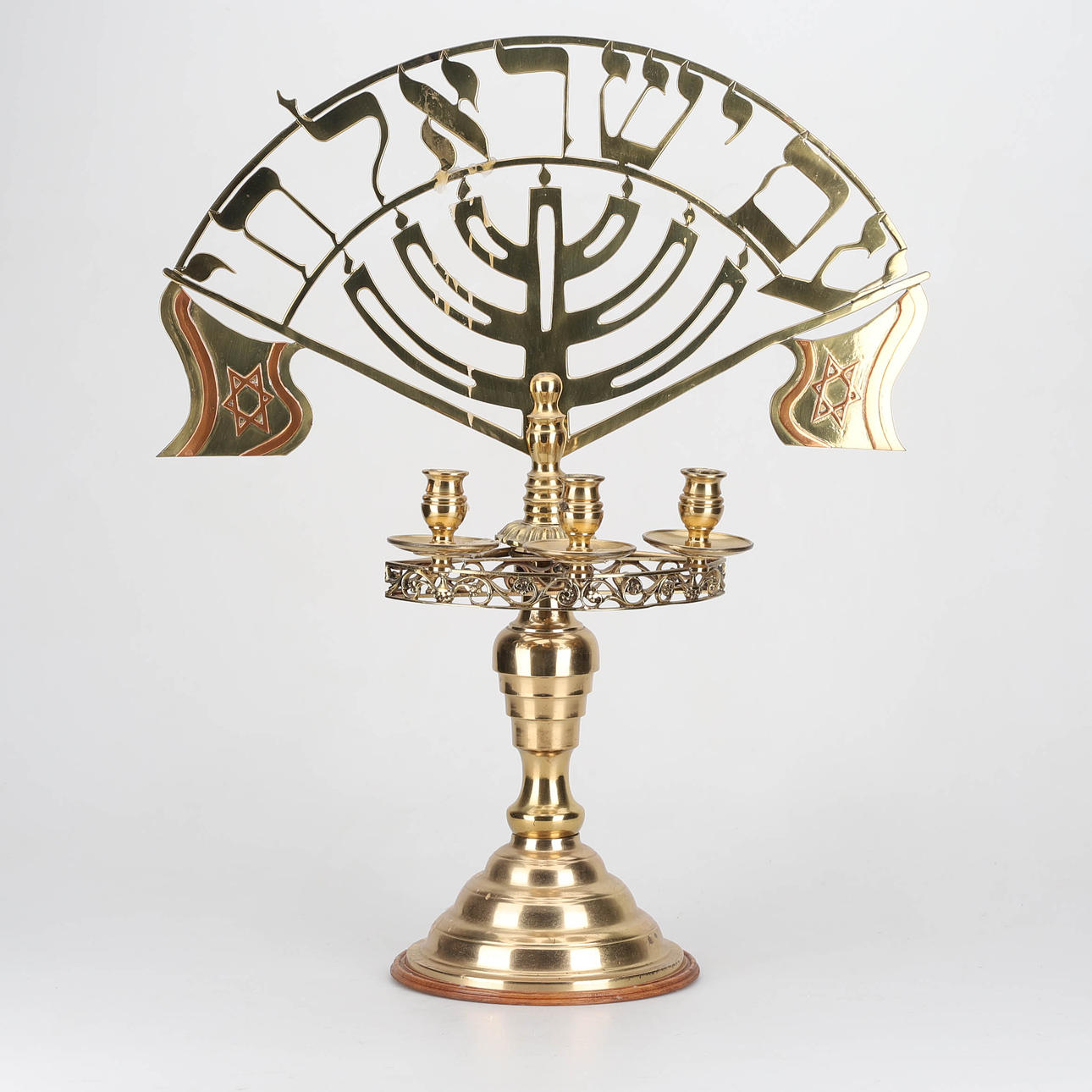 CANDELABER, 3 candles, brass.