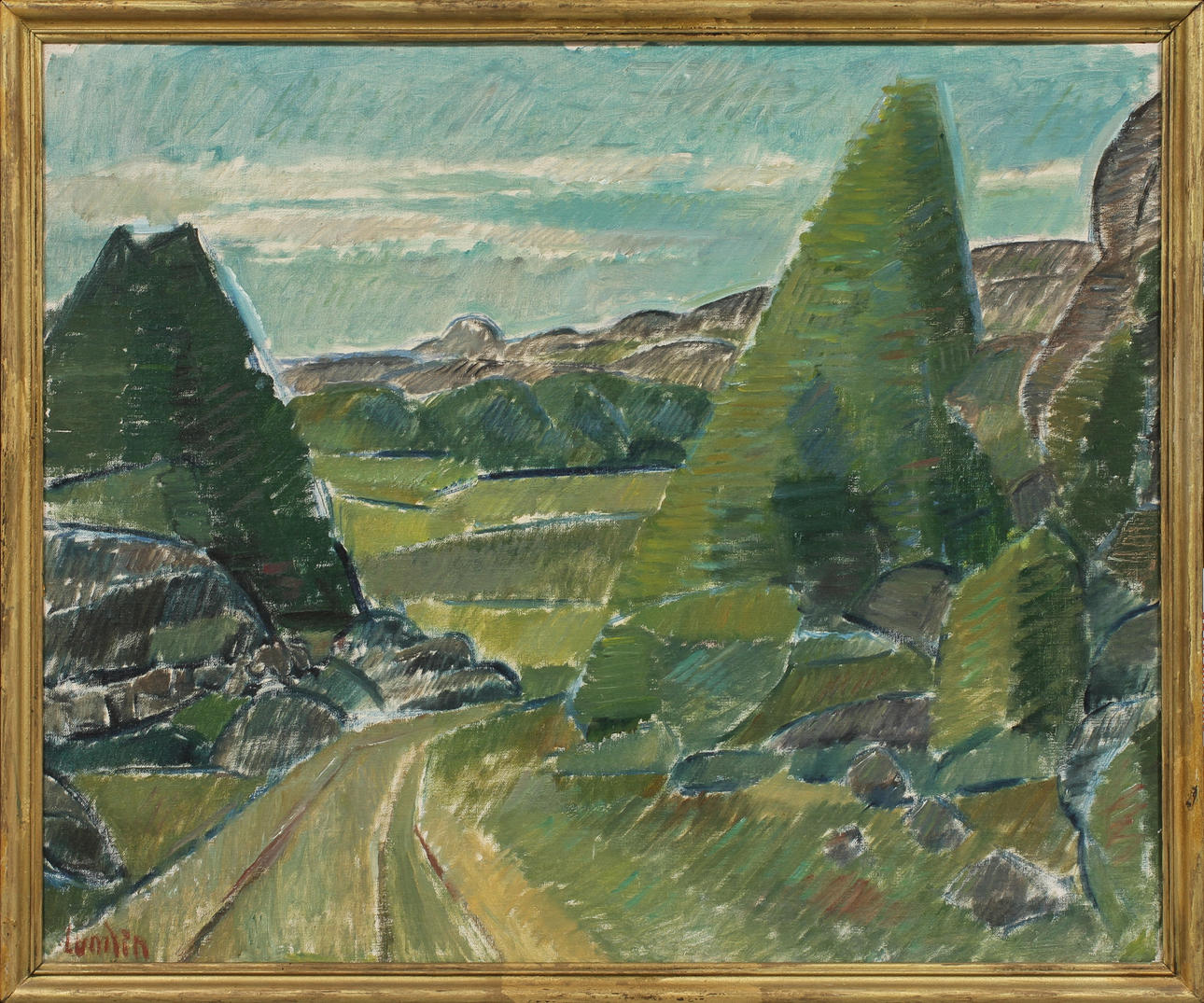 ALVAR LUNDIN. olja på pannå, sign.