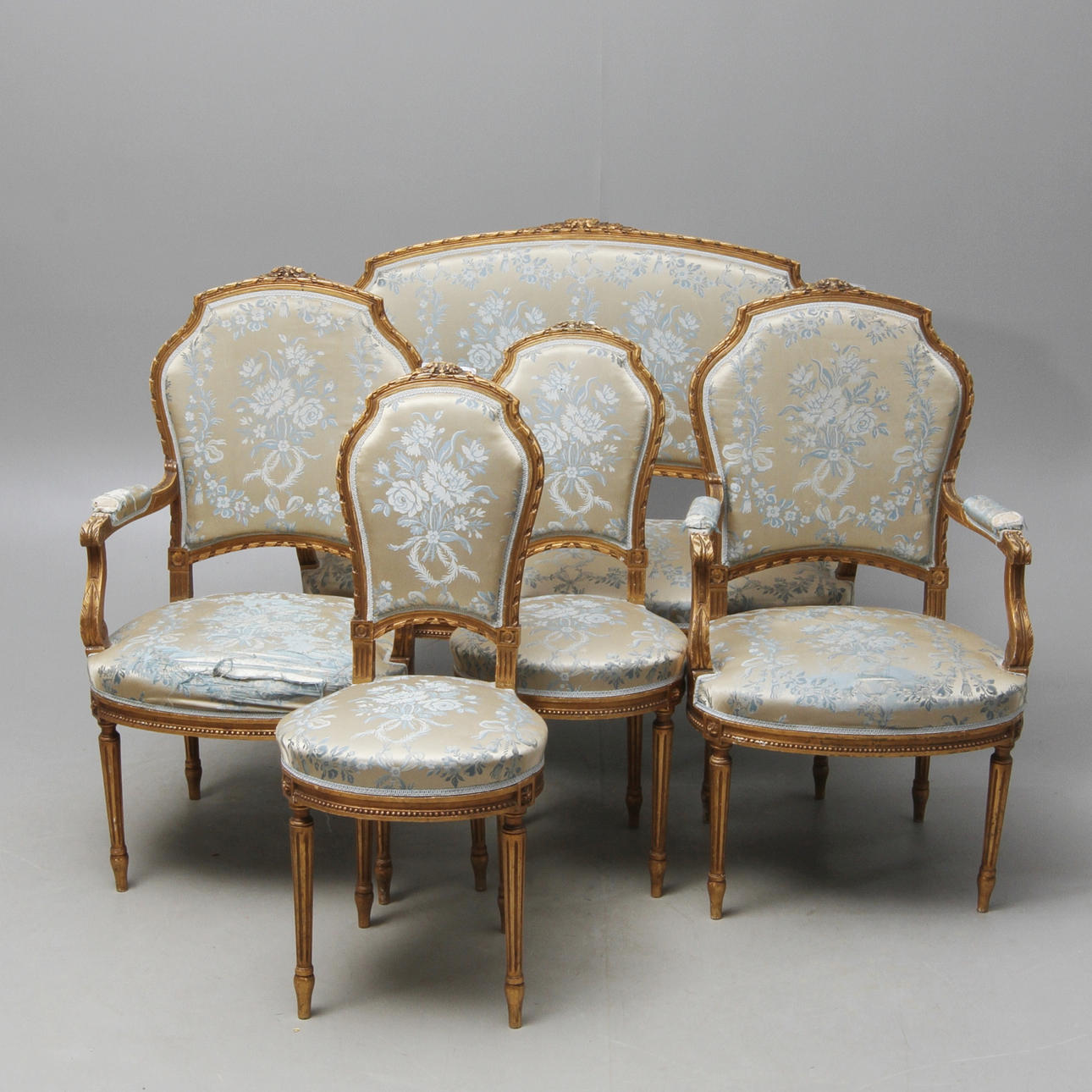 SALONGSGRUPP, 5 delar, Louis XVI-stil, 1900-tal.
