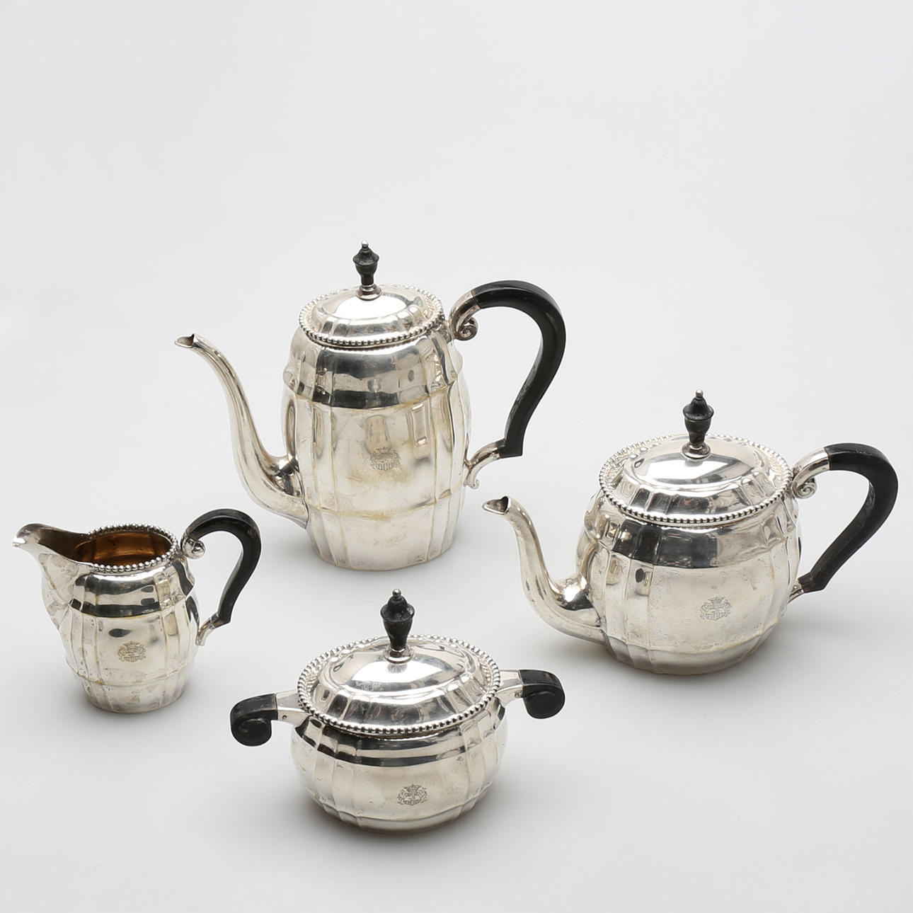 SERVIS, silver, 4 delar. Posen Lazarus änka, Berlin/Frankfurt. 1900-talets första fjärdedel.