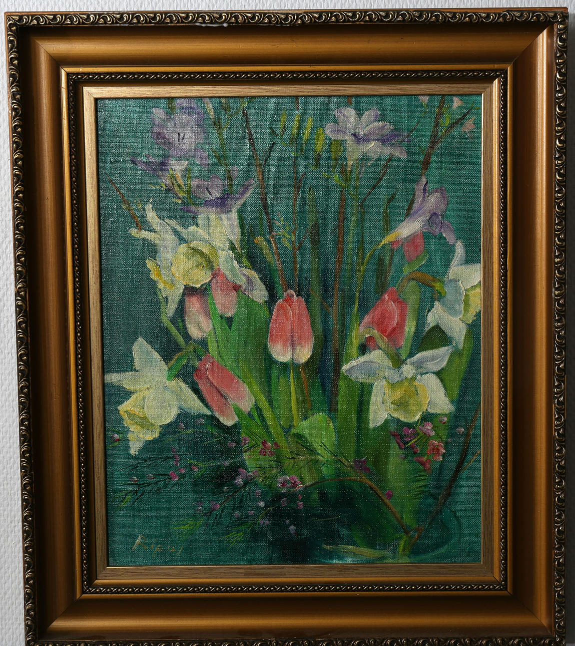 HANS RIPA. Olja på duk, Stilleben med blommor, signerad Ripa.