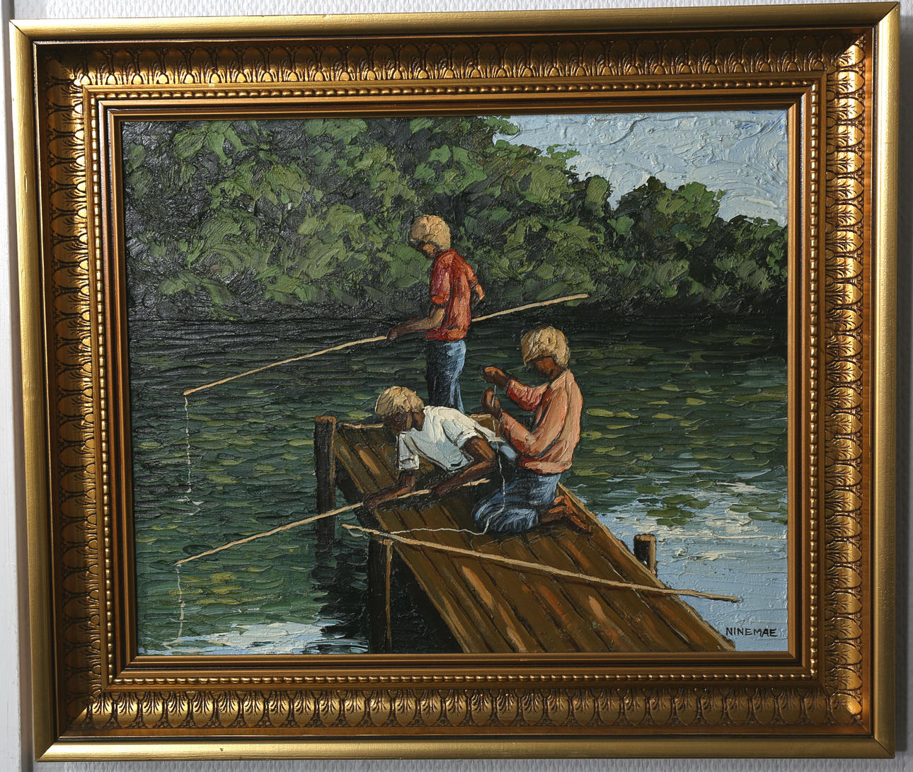 BORIS NINEMAE. Olja på duk, "Barndomens lyckliga dagar", signerad Ninemae.