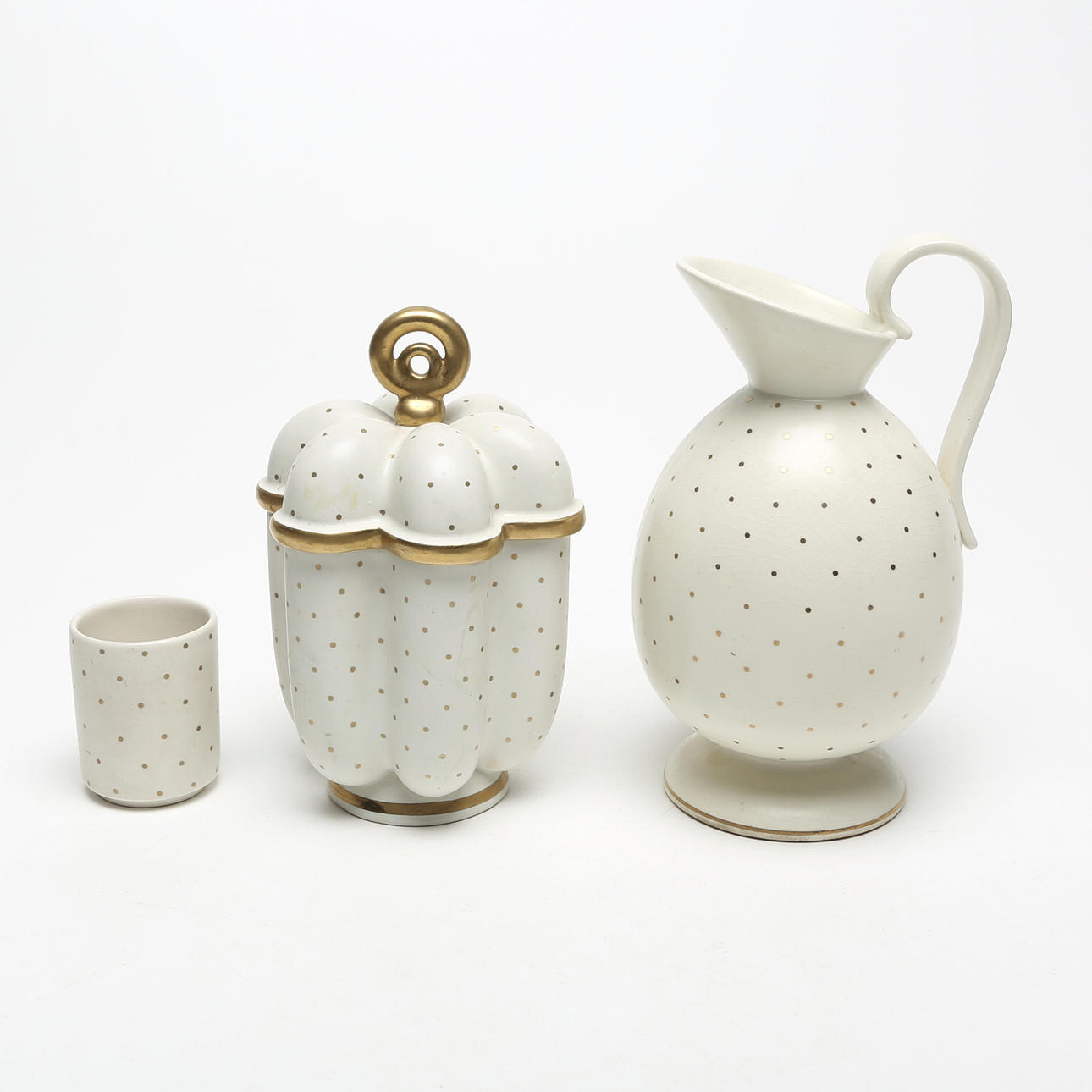 ARTHUR PERCY. KERAMIK, 3 delar, Gefle, guldpricksdekor.