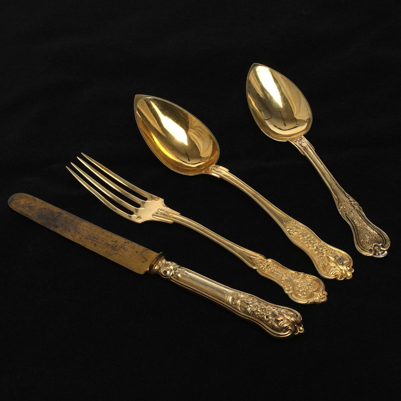 BESTICK, silver, 4 delar, varierande modeller, Frankrike, tidigt 1900-tal.