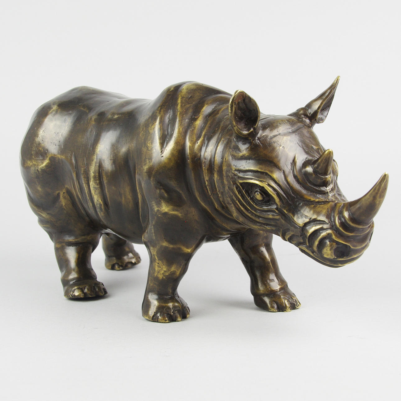 SKULPTUR, noshörning, brons.