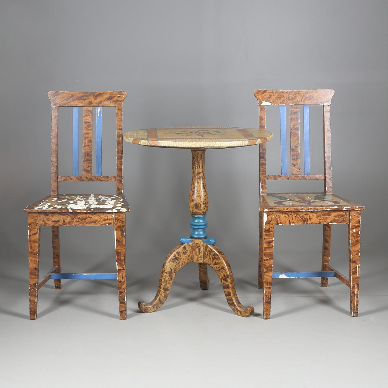 PELARBORD, samt STOLAR, ett par, allmoge, 18/1900-tal.