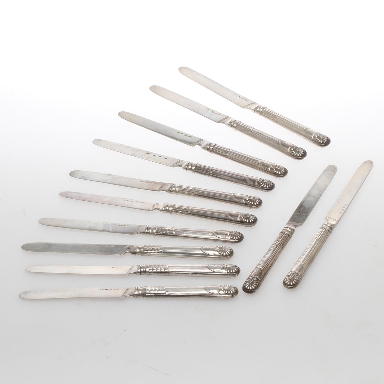 KNIVAR, 12 st, silver, empire, Adolf Zethelius, Stockholm, 1800-talets första hälft.