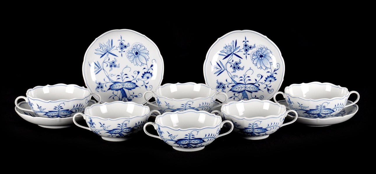 6 SOPPA SKÅLAR, 2 stycken. Meissen porslinsfabrik. 1900-tal.