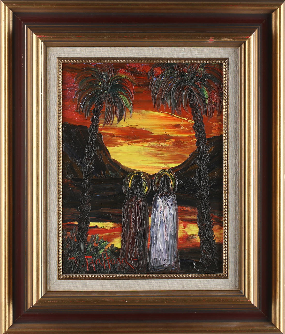 VEIKOO AALTONA. Religöst motiv, olja på duk, signerad.