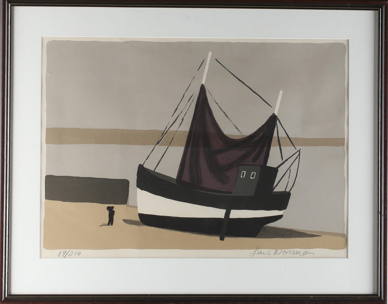 LARS NORRMAN. Fiskebåt, färglitografi, signerad samt numrerad 69/310.