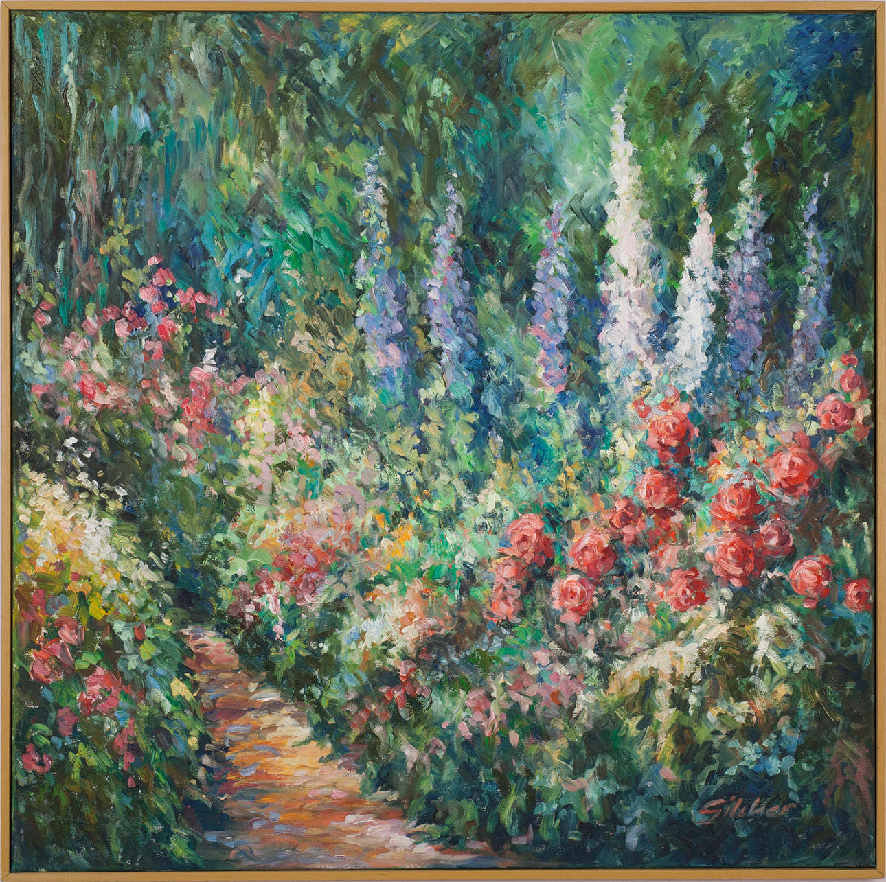 VOLKER GILCHER. ”Blühender Garten”, oljespatel på duk.