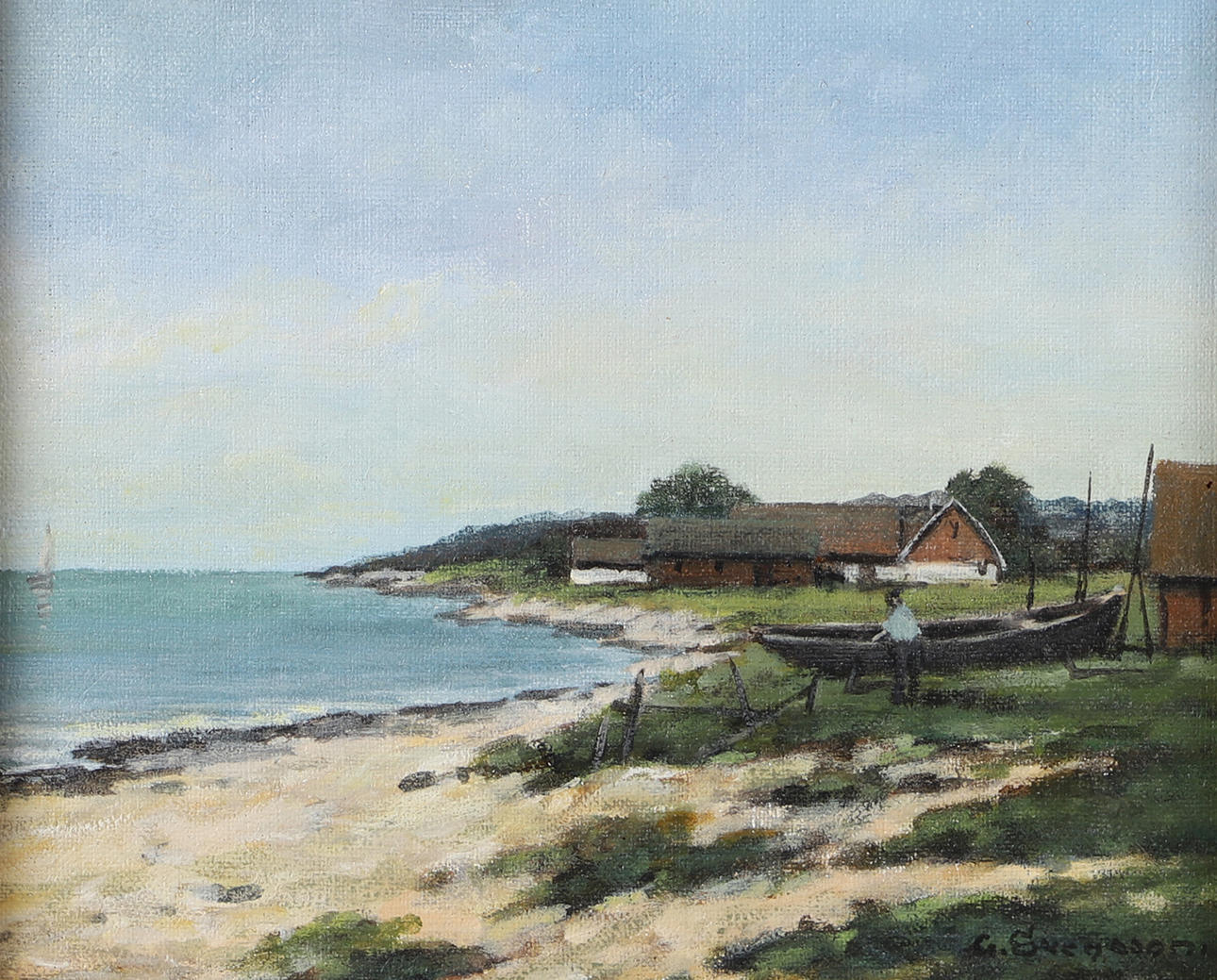 GÖTE SVENSSON. Coastal plot with farm, oil on canvas, signed G. Svensson.