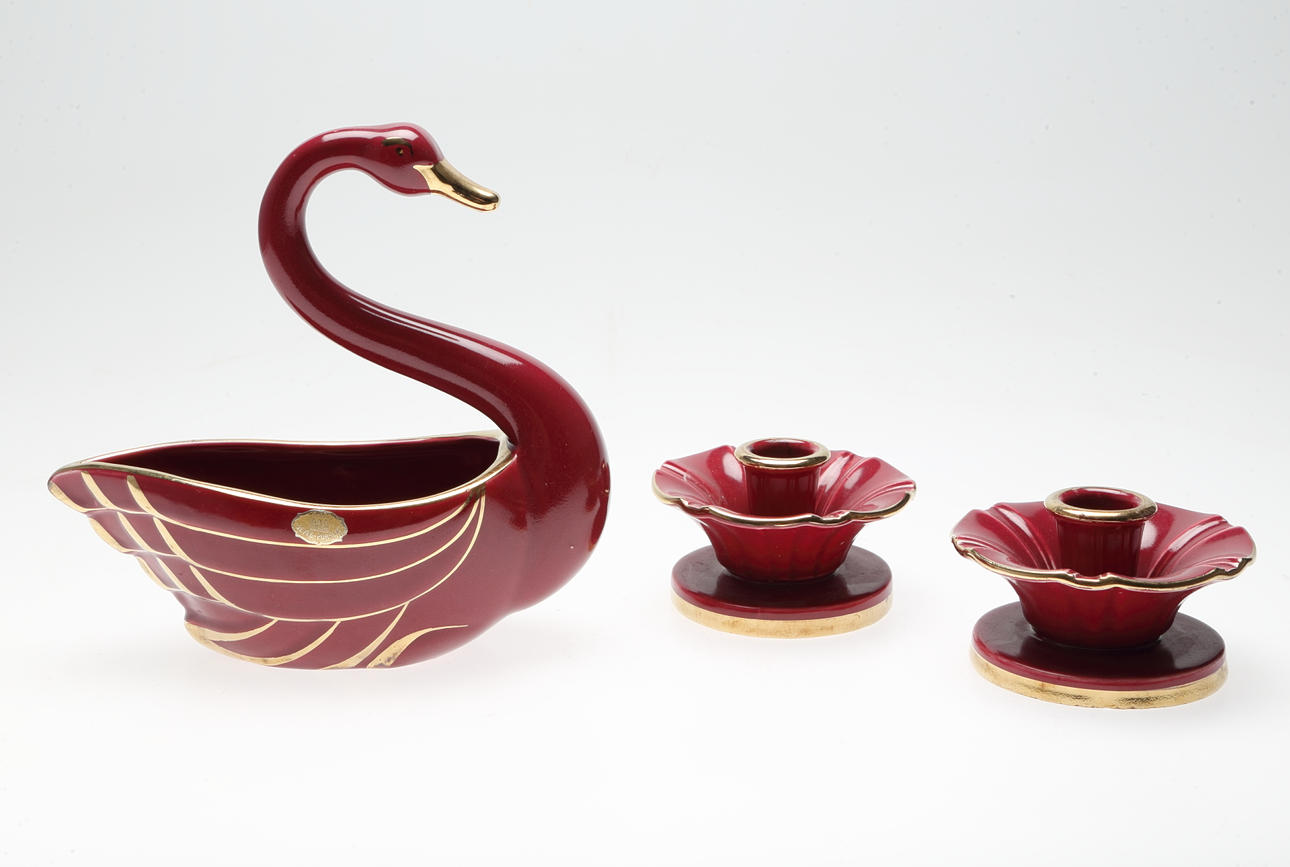 LJUSSTAKAR samt SKÅL, 3 delar, Röd Rubin, Arthur Percy, Gefle.