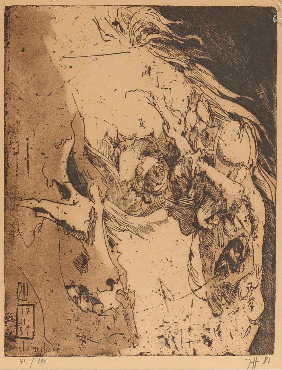 HORST JANSSEN. Etching, “Helsingborg”, signed and numbered.