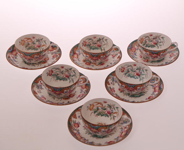 KAFFESERVIS, 6 delar, porslin, blomdekor, Rörstrand, 1930/40-tal.