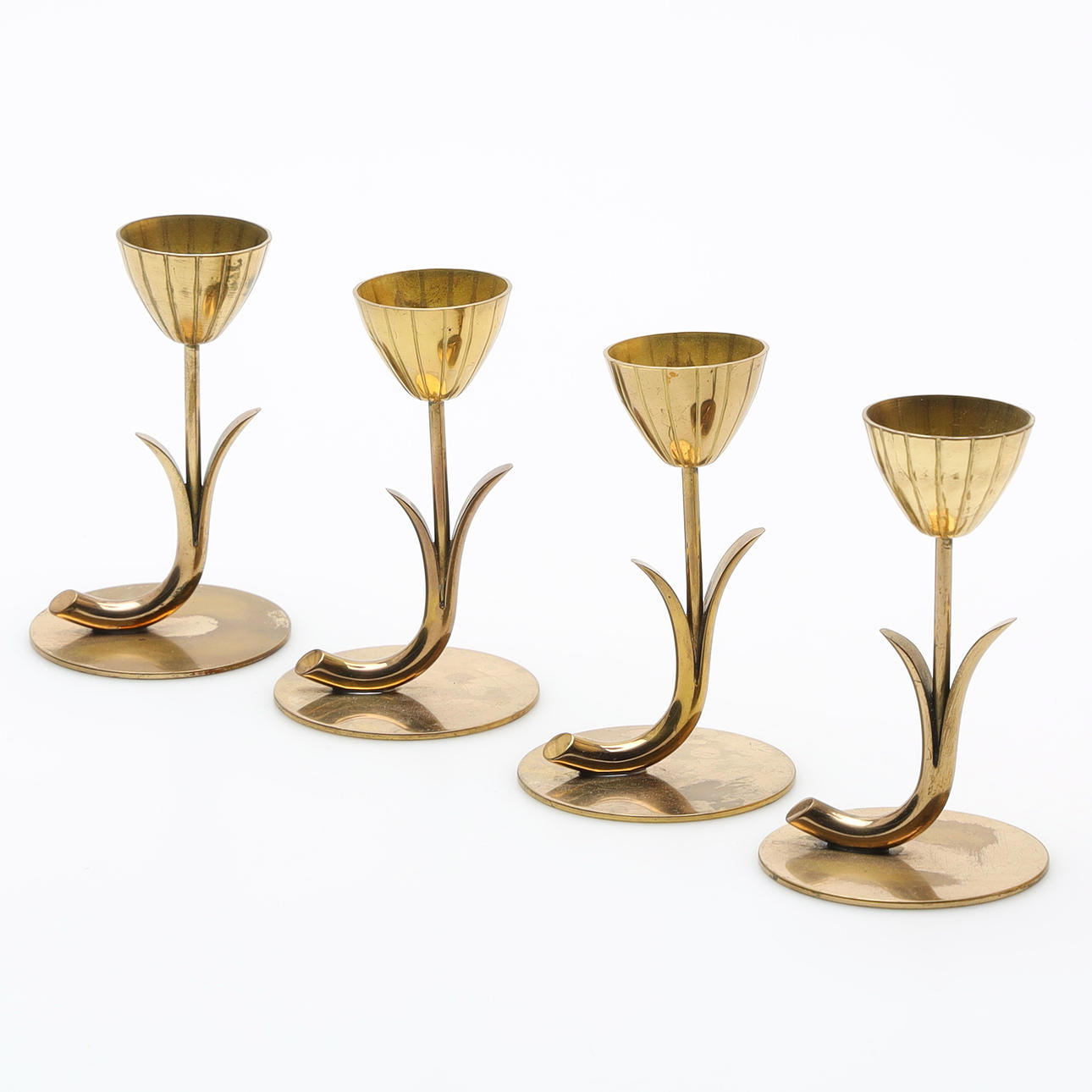 GUNNAR ANDER. Lysestager, 4 stk., messing, Ystad metal.