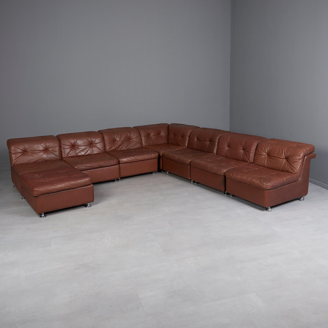 Modulsoffa/soffa, konstläder, 1970-tal (8).