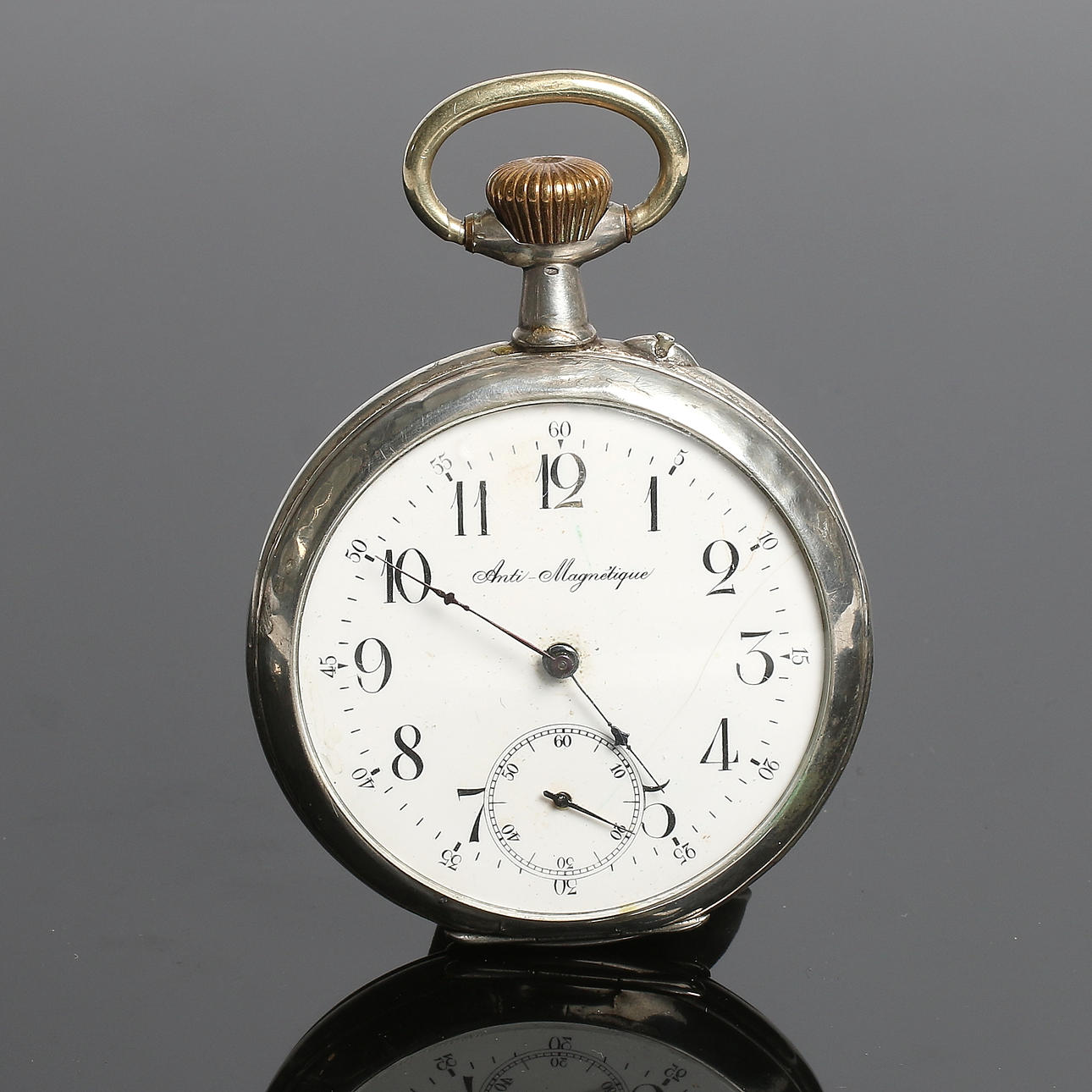 FICKUR, silver, "Ancre", Stora Riksvapnet. Tidigt 1900-tal.