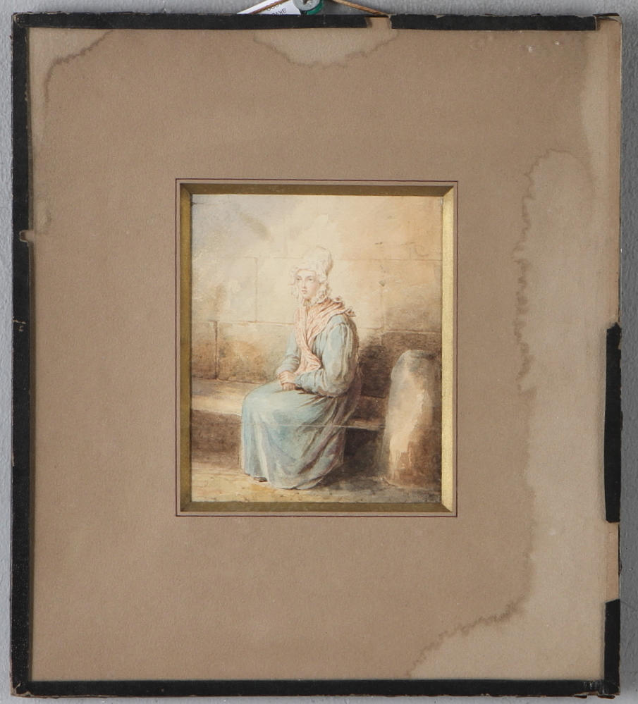 OIDENTIFIERAD KONSTNÄR. Sittande kvinna, akvarell, omkring 1900.