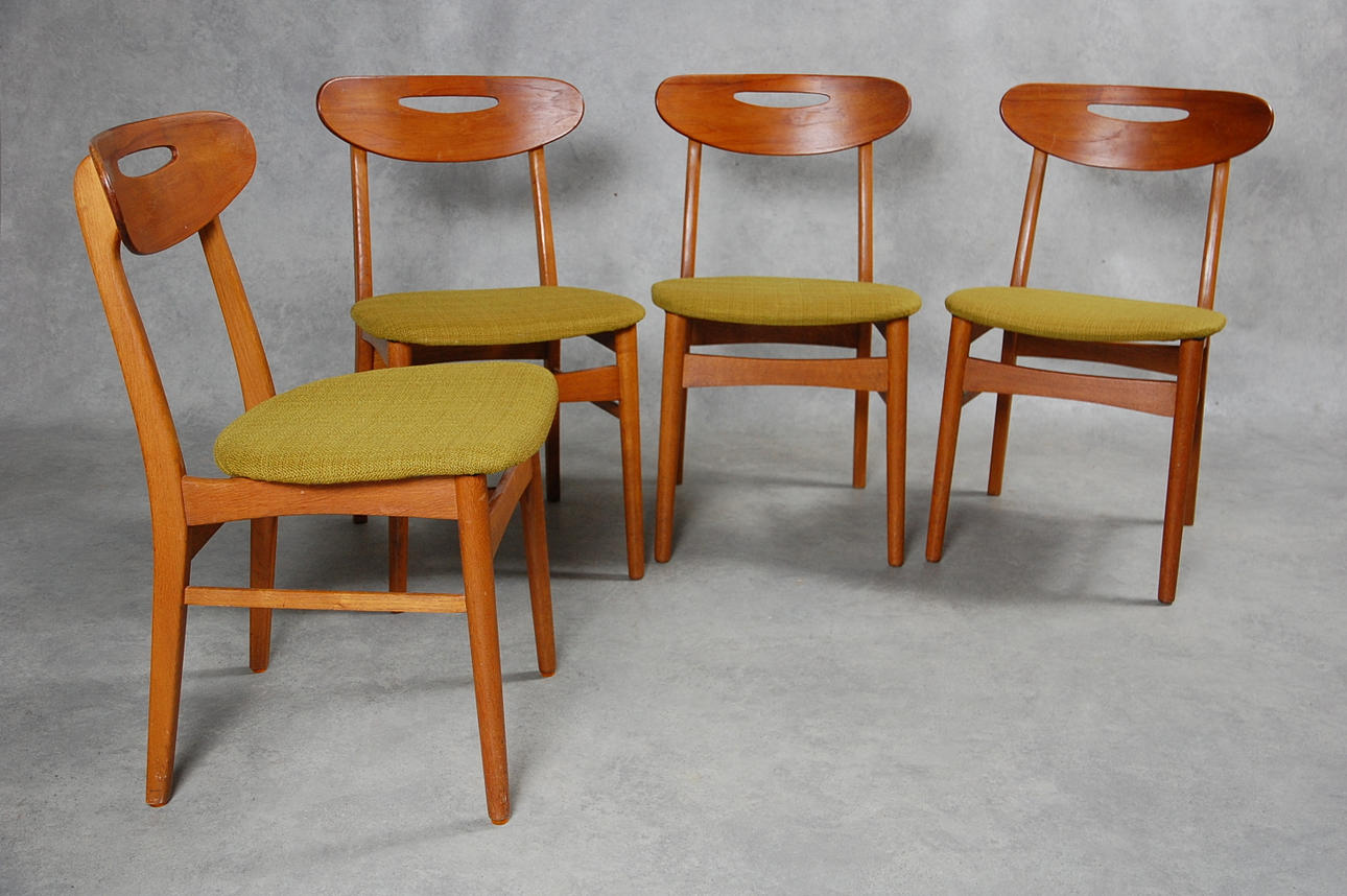 STOLAR, 4 st, märkta Kai Hansens stolfabrik Villestofte, Danmark 1960.tal.